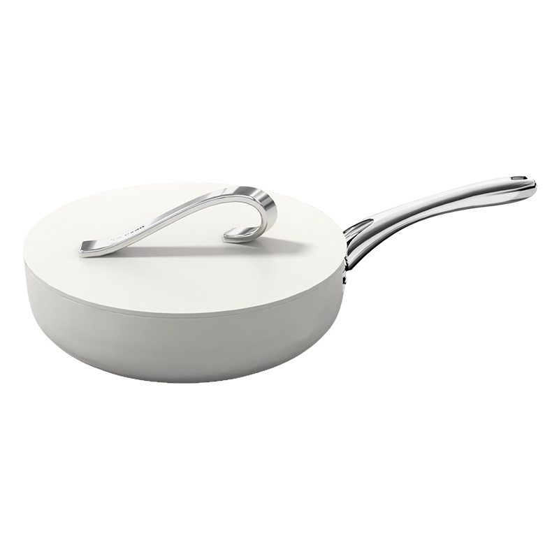 VELOSAN Free Ribbon 26 cm Cast-Aluminum Frying Pan with Lid, White