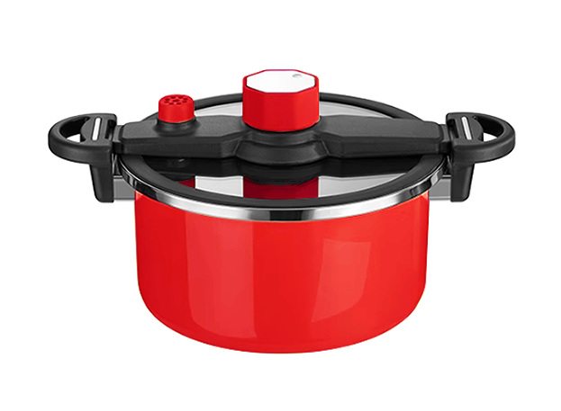 VELOSAN 24 cm Enamelled Pressure Cooker, Red